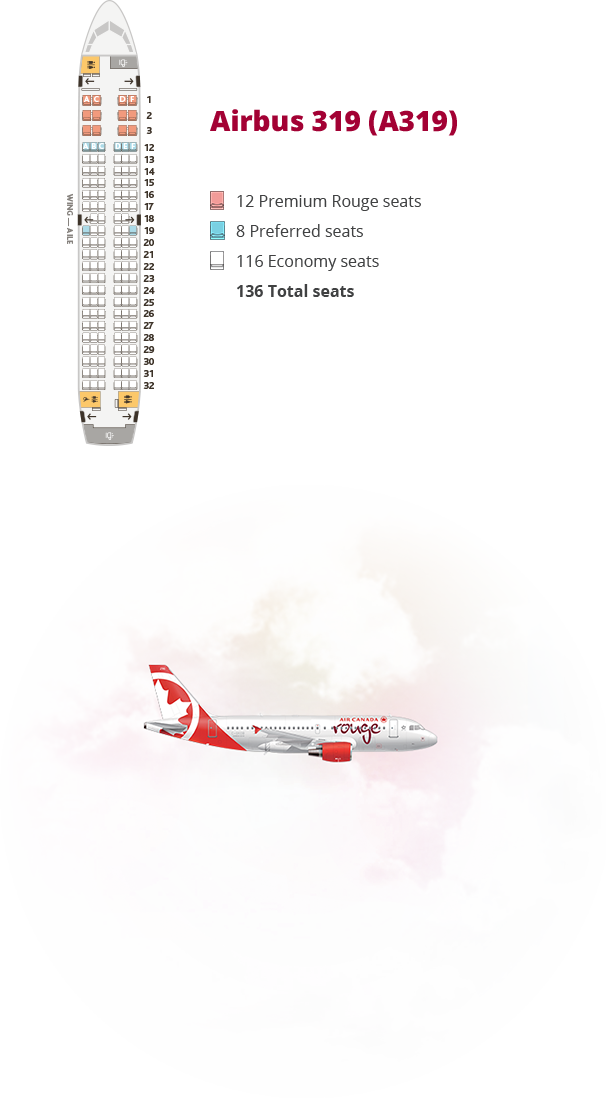 Airbus 319 seat map and description
