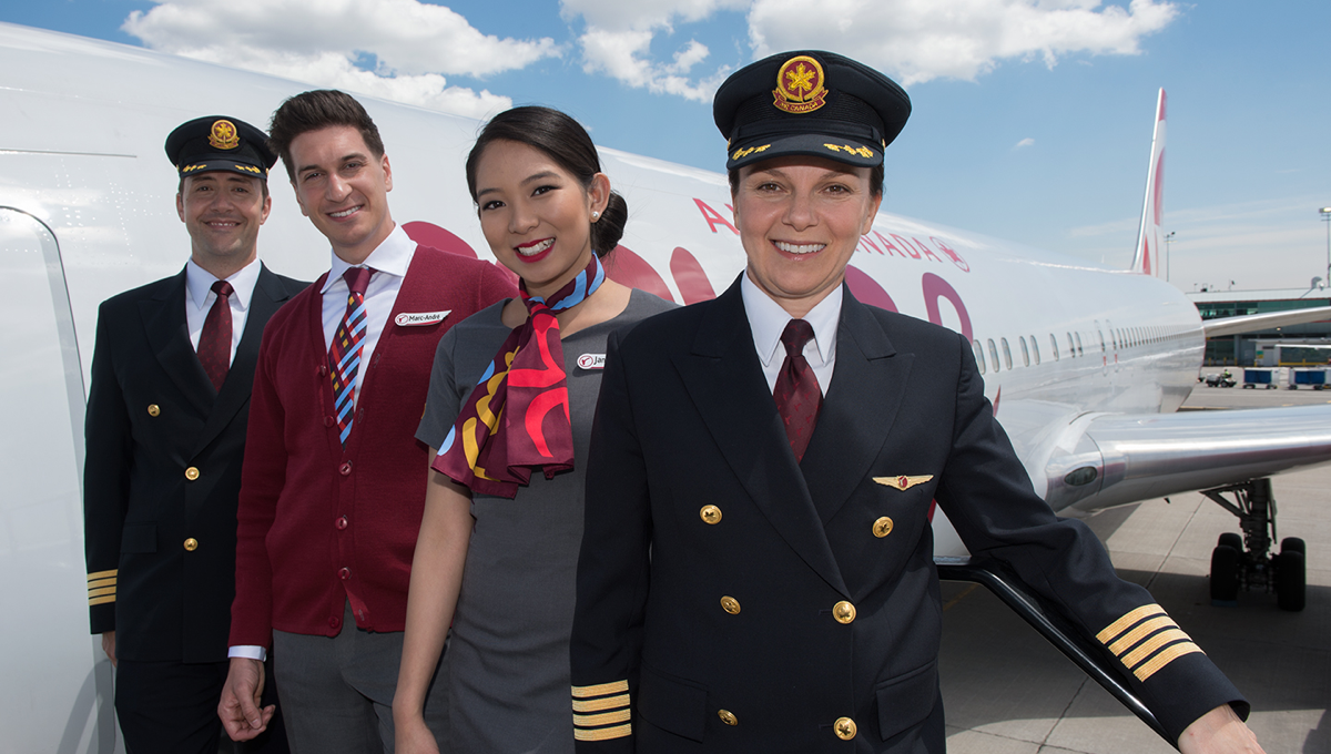 Flight crew posing for picture